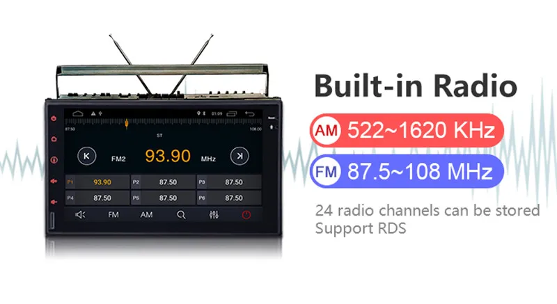 Flash Deal 7" 2Din Android 9.1 Quad Core Car Stereo Multimedia Player 2GB RAM 16GB ROM Autoradio Universal GPS Navigation Car Radio 3