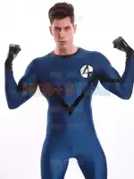 F Antastic f ourมนุษย์ไฟฉายซูเปอร์เครื่องแต่งกายMr. Fantastic 4คอสเพลย์ฮาโลวีนเครื่องแต่งกายSpandexไลคร่าZentaiบุรุษผู้ใหญ่สูท