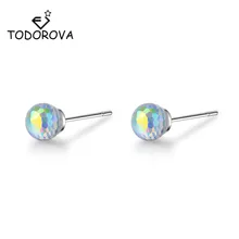 Todorova высокое качество красочные круглые хрустальные серьги-гвоздики для женщин дети дамы ювелирные изделия серьги