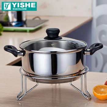 

26cm Large Size Bold Stainless Steel Three-legged Steamer Dining Table Heat-insulating Shelf Double Pot Rack Kitchen Gadget