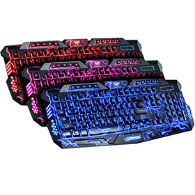 Трехцветная клавиатура с подсветкой, компьютерная игровая клавиатура с питанием от USB, полноразмерная игровая клавиатура N-Key для настольного ноутбука, Русский Испанский Арабский Иврит