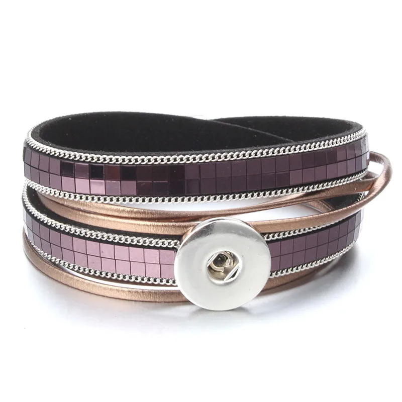 

2019 Fashion New Snap Jewelry Leather Bracelets For Women Bracelets Bangles Multilayers 18MM Snap Button Bracelet Female Jewelry