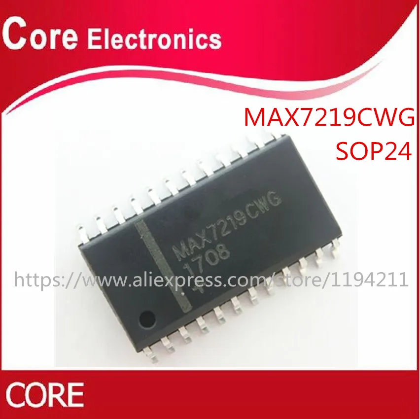 50 шт./лот MAX7219CWG MAX7219C MAX7219 IC DRIVER LED DISP 8DGT 24 SOIC|Интегральные схемы| |