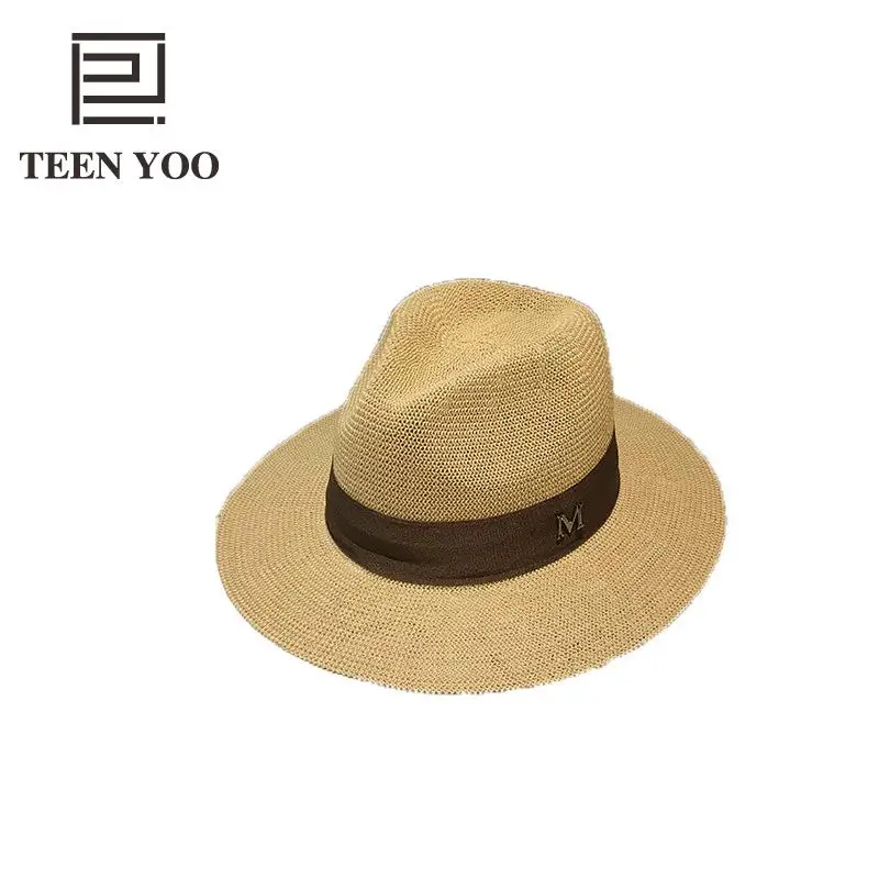 

2019 Mens Formal Summer Hat Woman Classic Fashion Retro British Vintage Solid Hat Panama Straw Beach Holiday Sunshade