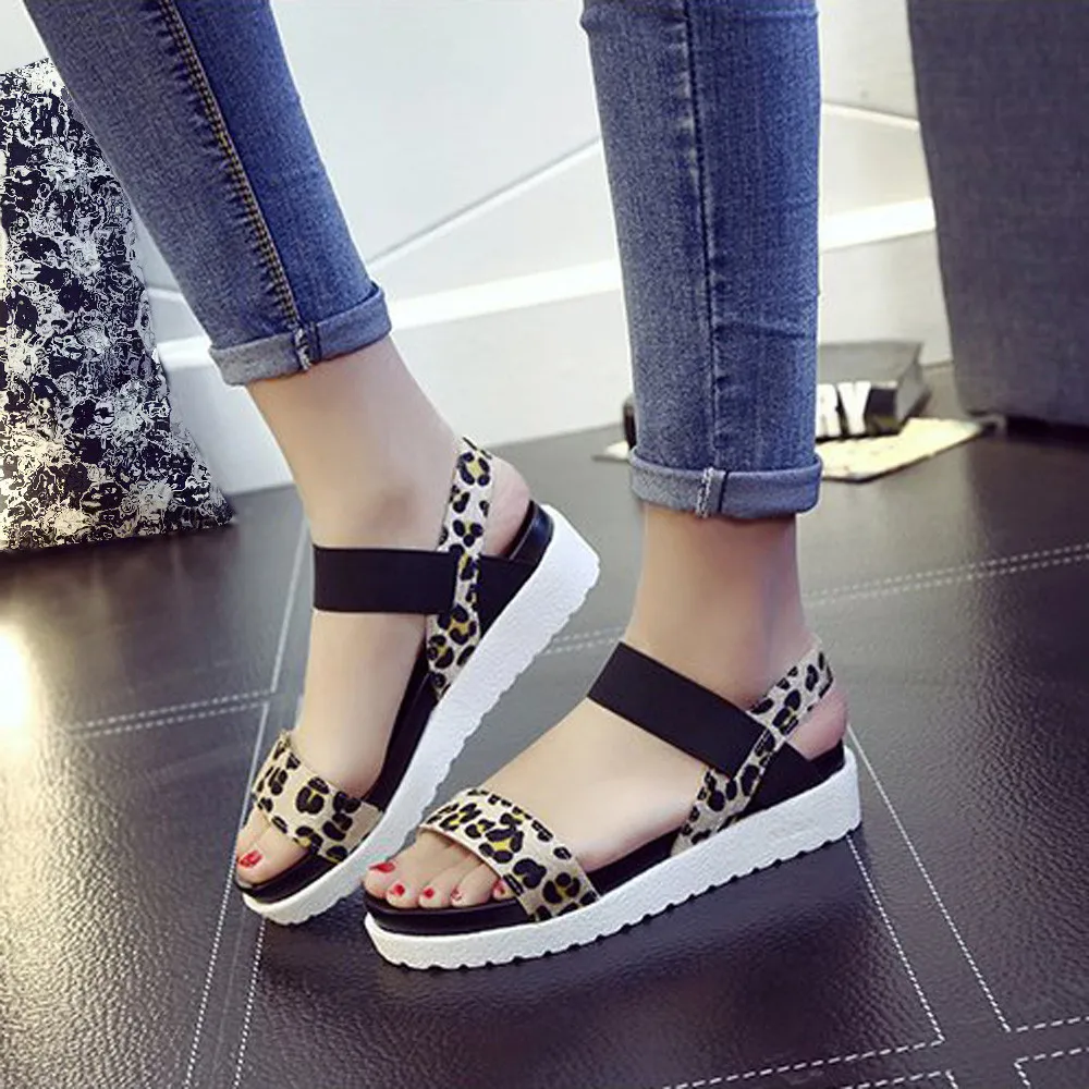 leopard elastic sandals