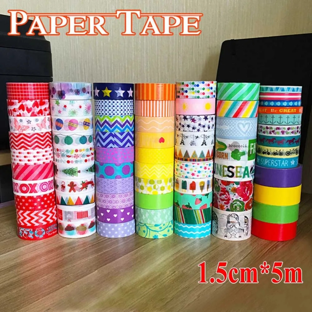 

DELVTCH 10PCS DIY 1.5CM *5M Washi Tape Adhesive Tapes DIY Scrapbooking Sticker Label Masking Tape Decor Kids Stationery Gift