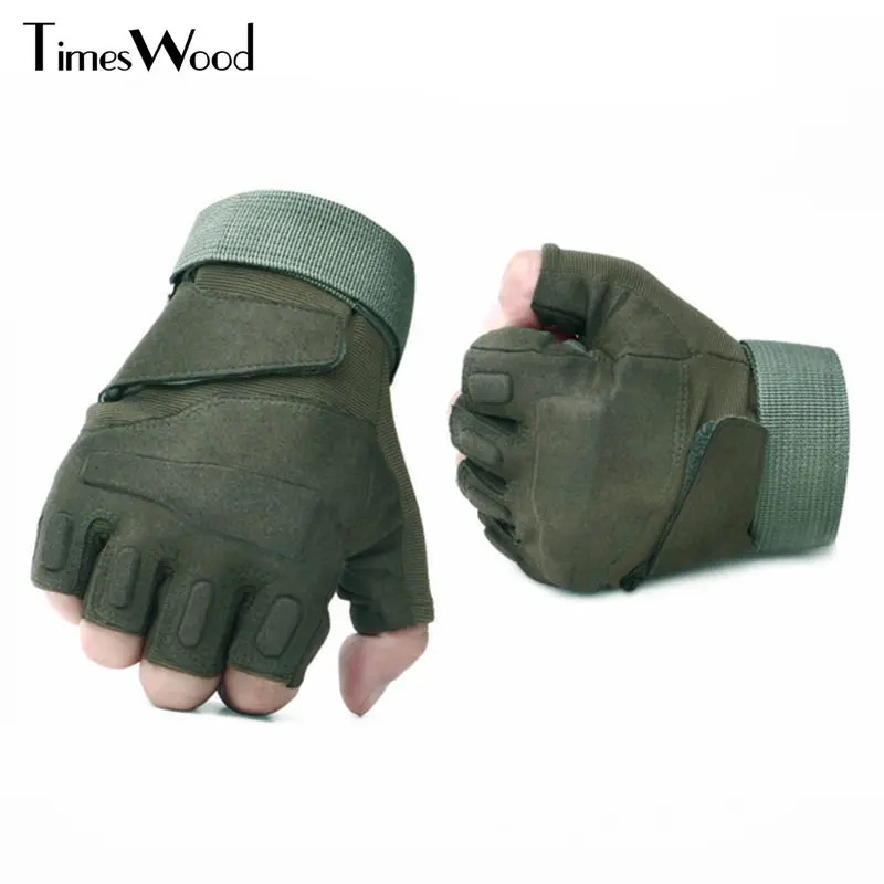 [TIMESWOOD]3 Color Half Finger Gloves Tactical Carbon Fiber Hot CS War