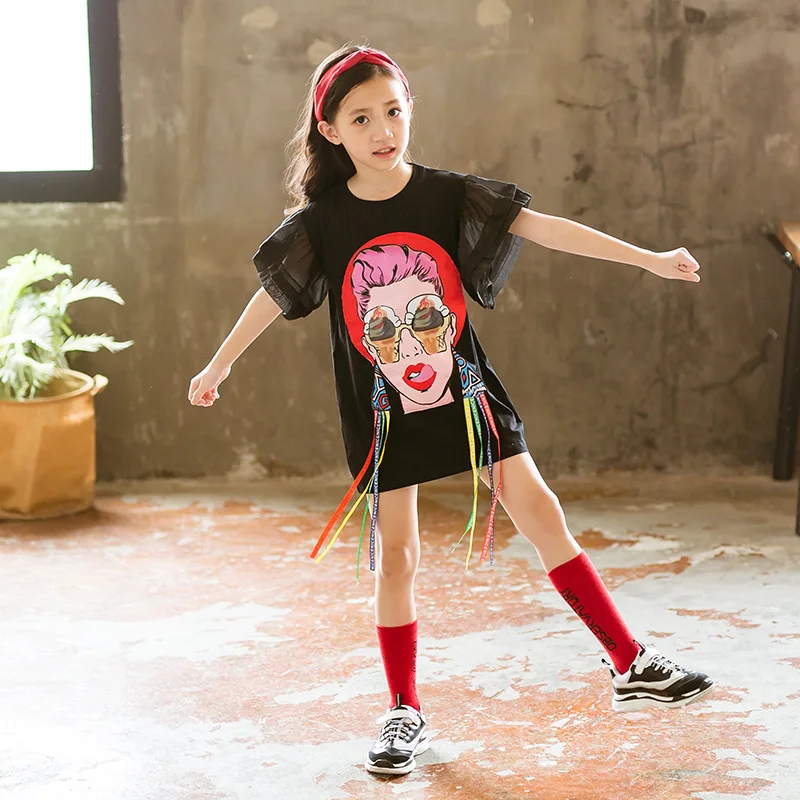 Детские платья для больших девочек; платья для малышей; распродажа года; Летние Детские Модные Повседневные платья с героями мультфильмов