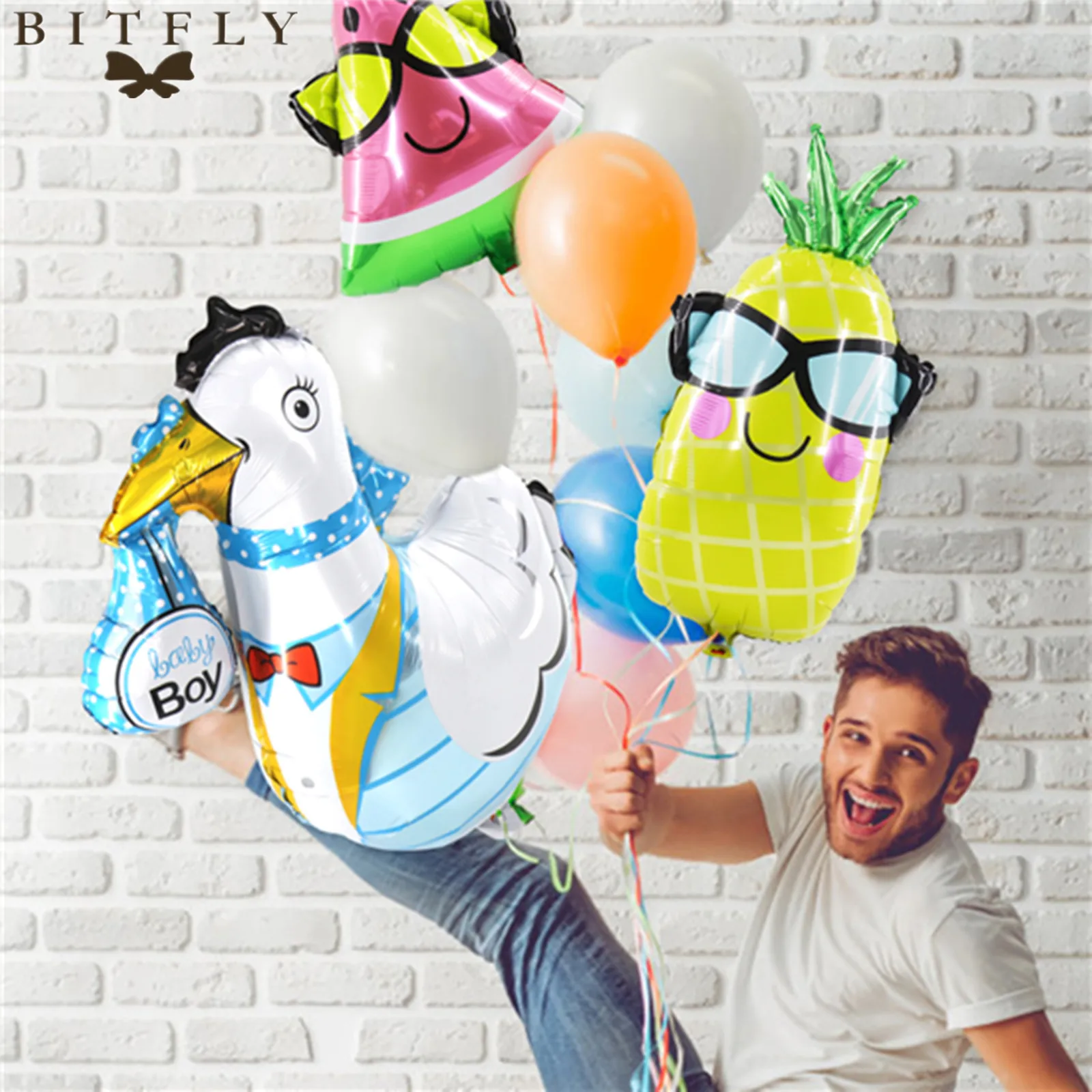 

BITFLY Hawaii party decoration aluminum balloon Glasses Ice Cream Pineapple Watermelon Balloon for Kids Birthday Summer Party