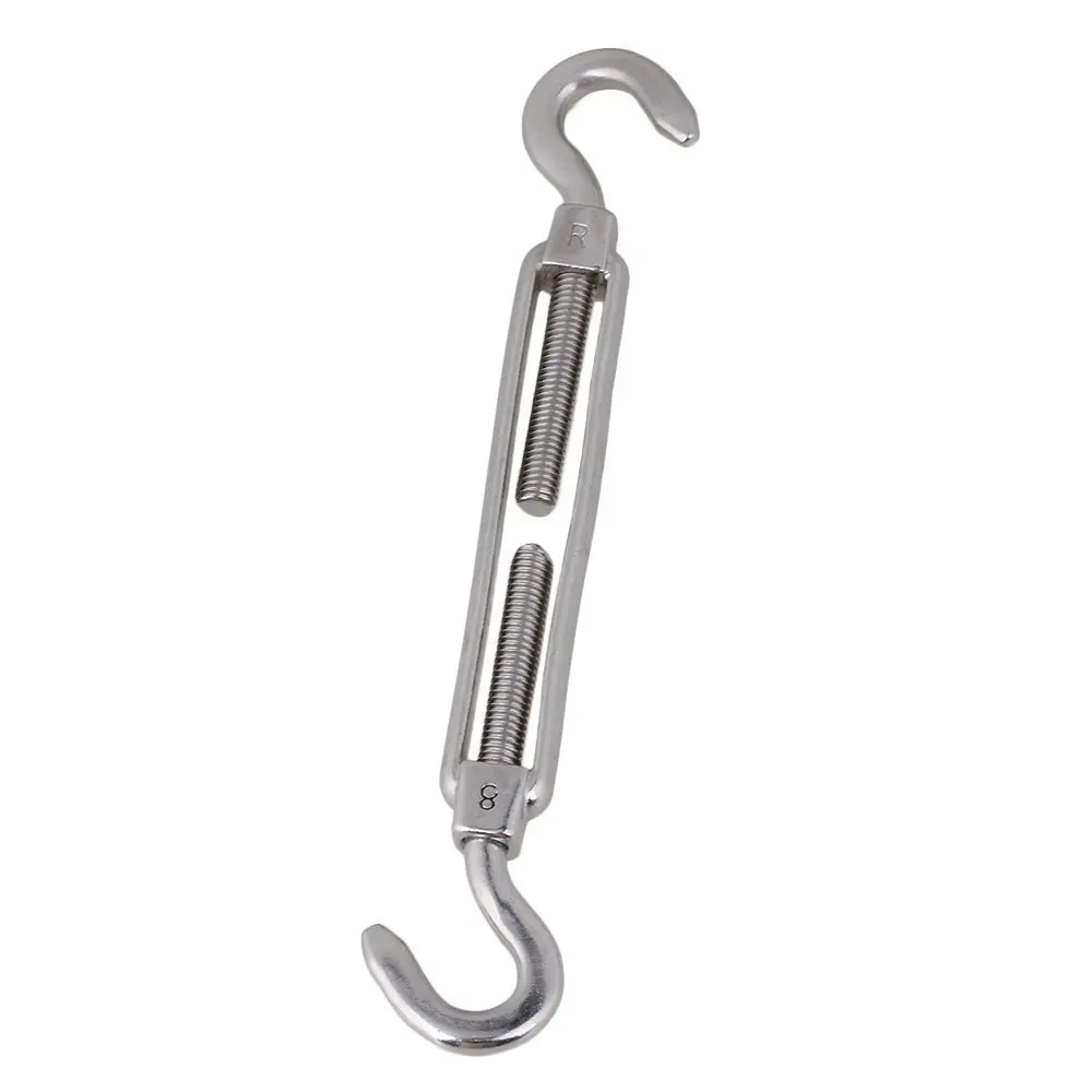 Silver 304 Stainless Steel European Style Hook & Hook M8 Turnbuckles