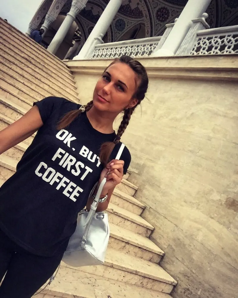 ОК но сначала кофе с буквенным принтом женская футболка хлопковая Повседневная