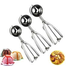 Escova de sorvete com 3 tamanhos, de aço inoxidável, para cozinha, batata, melancia, copo, acessórios para casa e cozinha