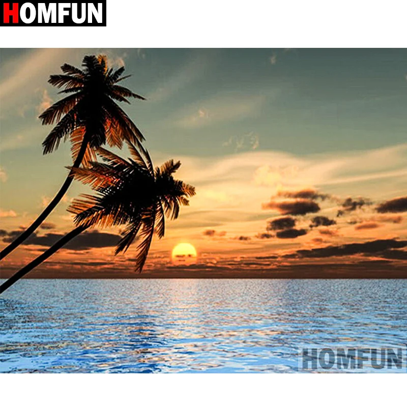 

HOMFUN Full Square/Round Drill 5D DIY Diamond Painting "Sunset scenery" 3D Diamond Embroidery Cross Stitch Home Decor A21366