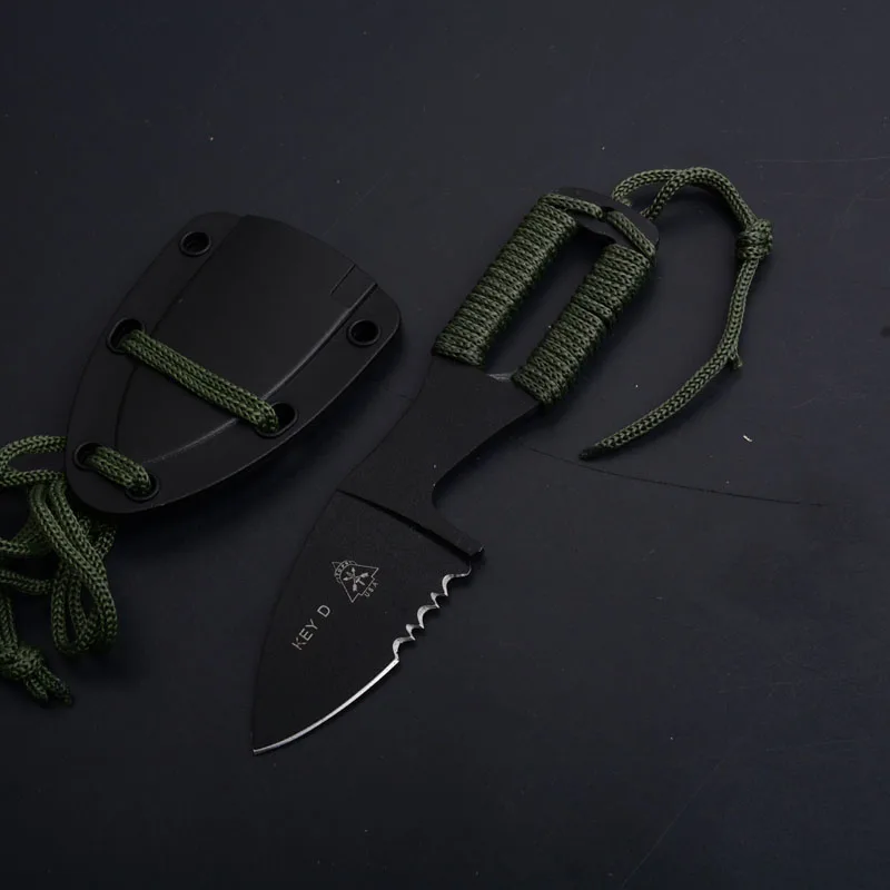 Wild-Wolf TOPS Key Knife D Neck Knife Cold Steel Fixed Blade Knife Stonewashed 3Cr13 57HRC Tactical Camping Survival EDC Tool With Sheath  (2)