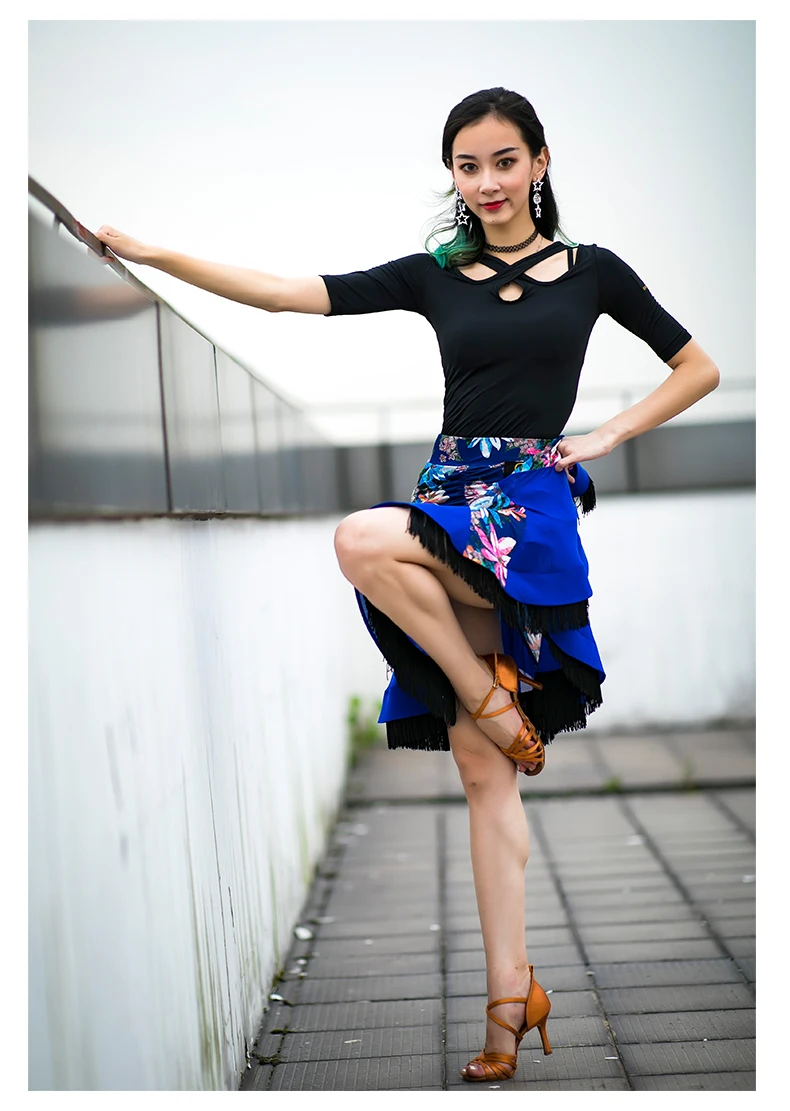 Латинский танцевальный костюм Бальные Танцевальные платья хорошая черная юбка
