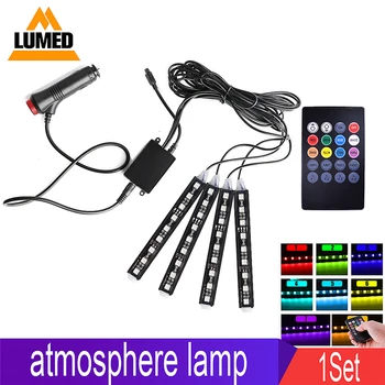 

1Set RGB Car Lights The Wireless Remote Control LED Colorful Music Rhythm Lamp For Cars Front Back Row Decor
