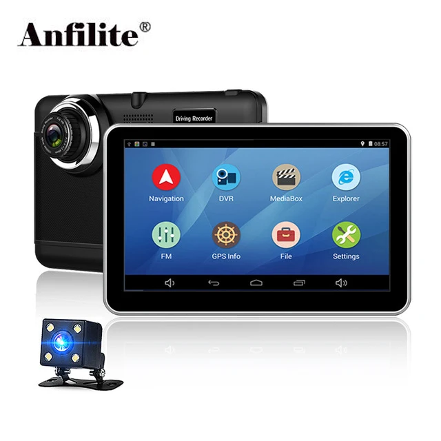 Anfilite 10pcs Car DVR ddr512 8GB GPS Navigation 7 inch Android Bluetooth wifi 1080p Camera Recorder Vehicle navigator free maps