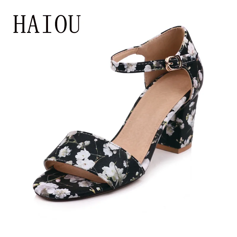 HAIOU brands 2017 ladies sandals elegant Women Sweet Buckle shoes Open