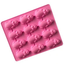 Littles 12 buracos Porco Forma Molde Do Bolo Do Silicone Rosa Linda de Gelo Geléia De Chocolate Doces Molde DIY Cozimento Ferramentas Bakeware K352