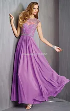 Lila 2016 Oansatz Prom Kleider Perlen Chiffon Bodenlangen Sexy Open Back Kleid Kostenloser Versand Formale Abendkleider
