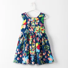 2-12Y, Brand 2016 New Children Girls’ Summer Dress Kids Print Floral Dress Kids Fashion Sundress Girl Dress Girls Princess Dress