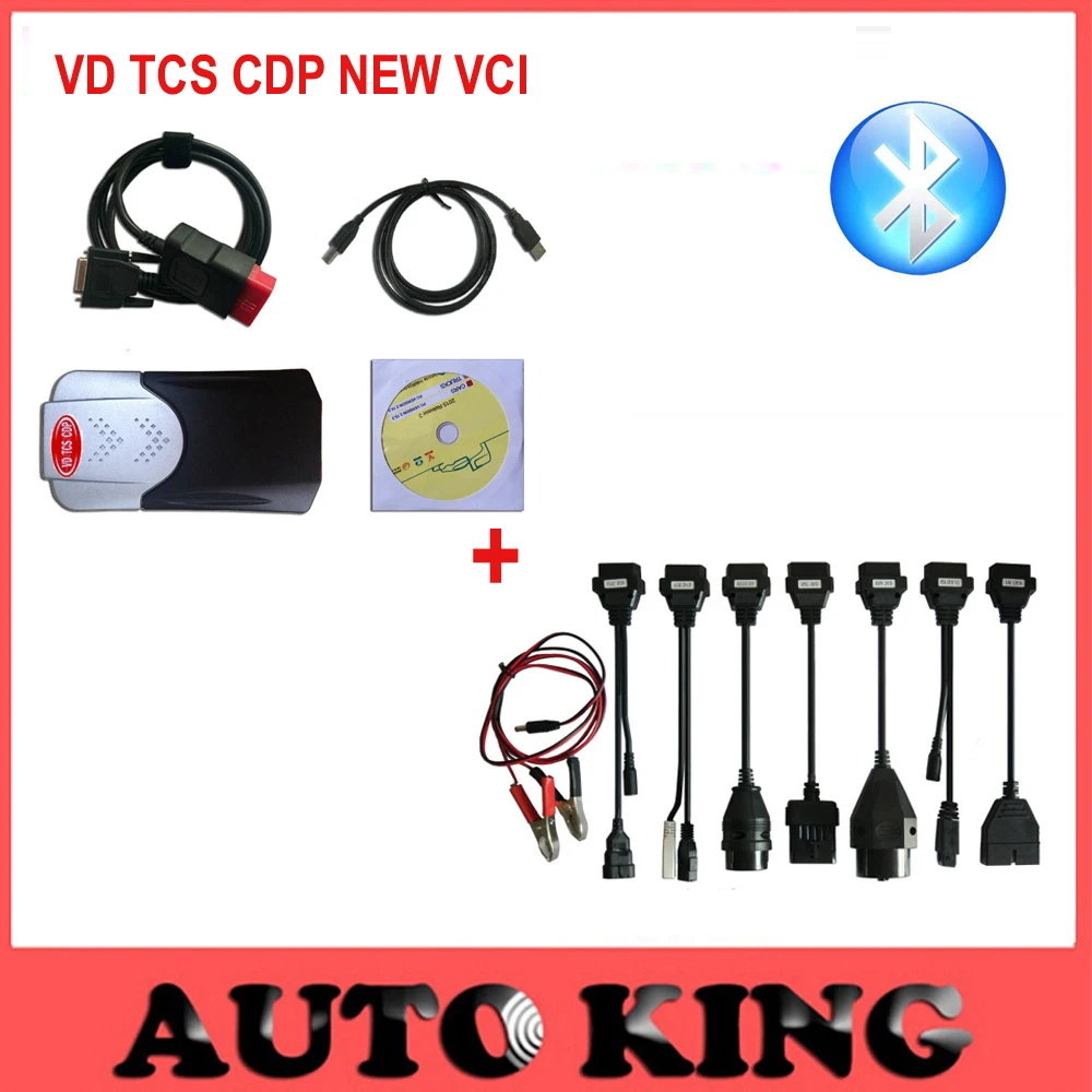 Новая модель VD tcs cdp pro LED с bluetooth+ полный набор 8 шт. автомобильные кабели для машин и грузовиков obd2 Диагностический DHL