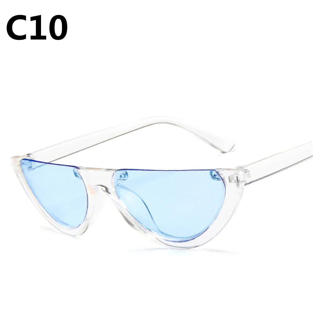 Крутые трендовые женские солнцезащитные очки без оправы CatEye, Модные прозрачные брендовые дизайнерские солнцезащитные очки для женщин Oculos de sol - Цвет линз: C10