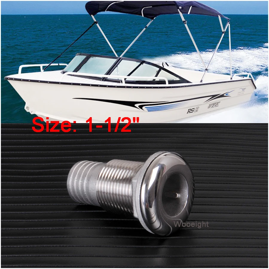 Boat Thru Hull Fitting / Drain 1 1/2" Hose Barb Marine 316 Stainless