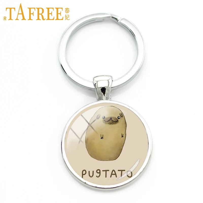 

TAFREE Lovely Animal keychain cute Rabbit Pug Wolf Panda Totoro art photo Exquisite workmanship 2017 new fashion jewelry A519