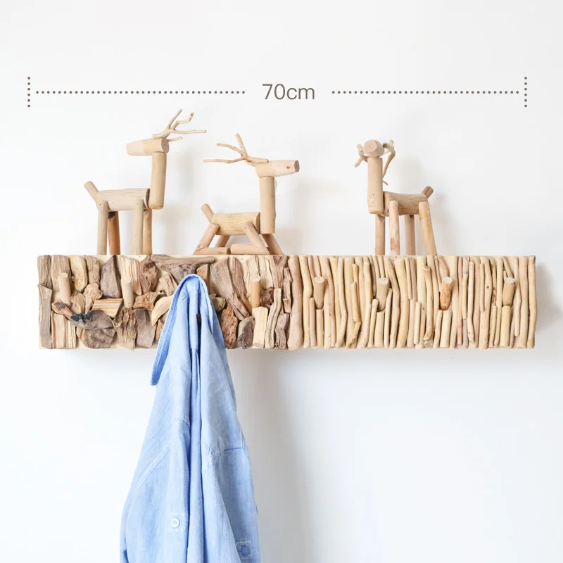 Pure Handmade Wooden Hat Hook Wall Hanging Simple Modern Bedroom Hallway Living Room Decoration Ori - 32879777431