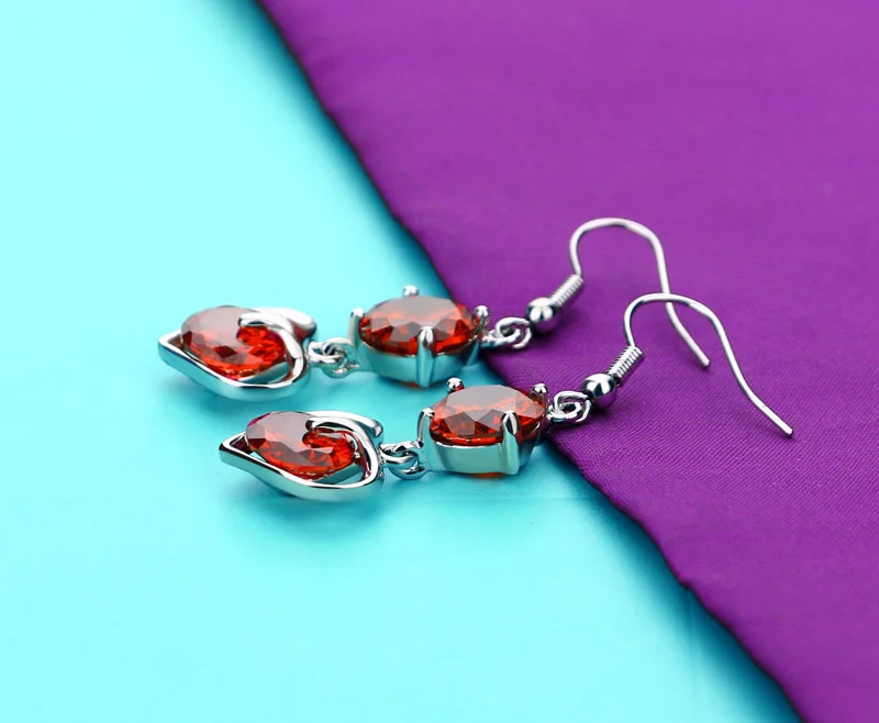 Женские серьги из серебра 925 пробы с красным цирконием|earrings fashion|silver fashion earringsearings