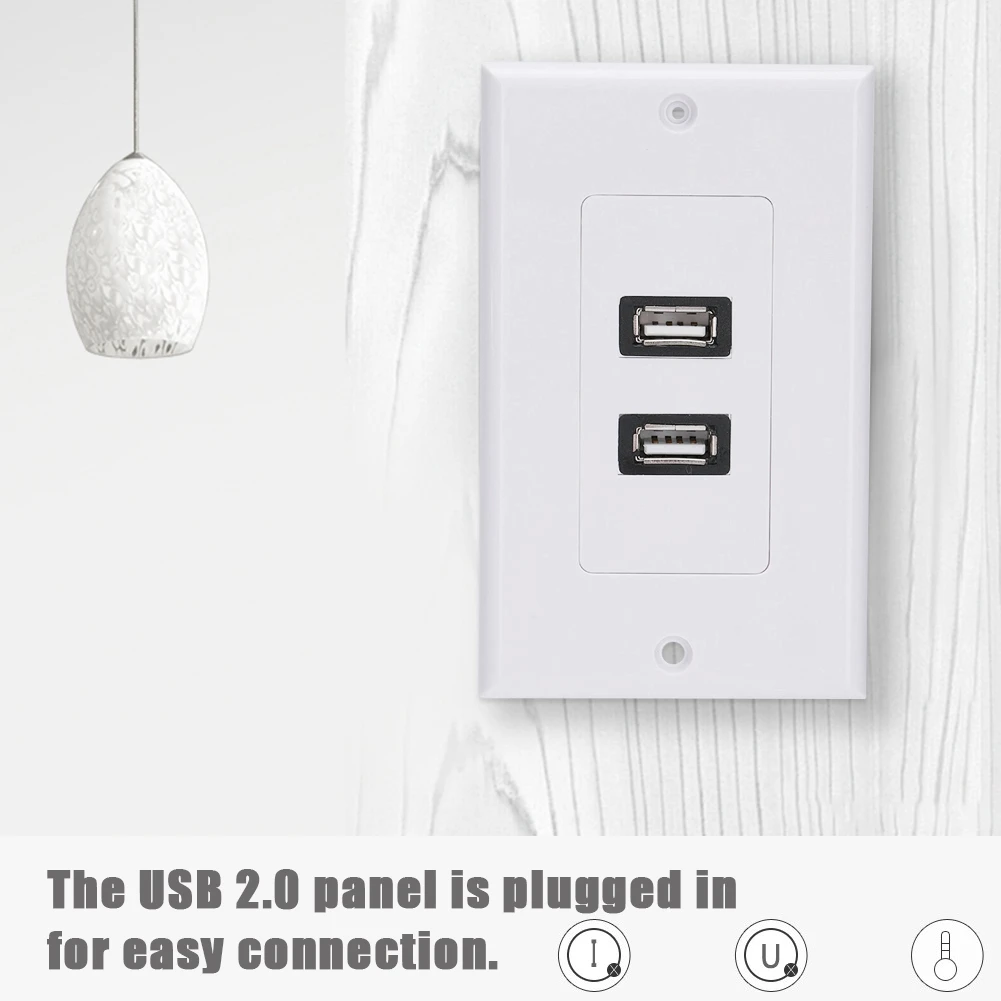 2 порта USB Панель гнездо usb-концентратор, адаптер настенная розетка ABS материал
