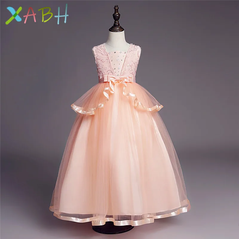 

EAZII New Teenager Girl Dresses Princess Lace Solid Dress Kids Flower Dresses For Girls Children Prom Party Wear Ball Gown Dress
