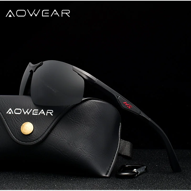 Солнцезащитные очки AOWEAR поляризационные для мужчин из алюминиево-магниевого