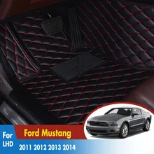 Леворульных автомобилей, автомобильные коврики для Ford Mustang 2011 2012 2013 авто Интерьер кожаный коврик для ног коврик для багажника авто аксессуары для авто-Стайлинг