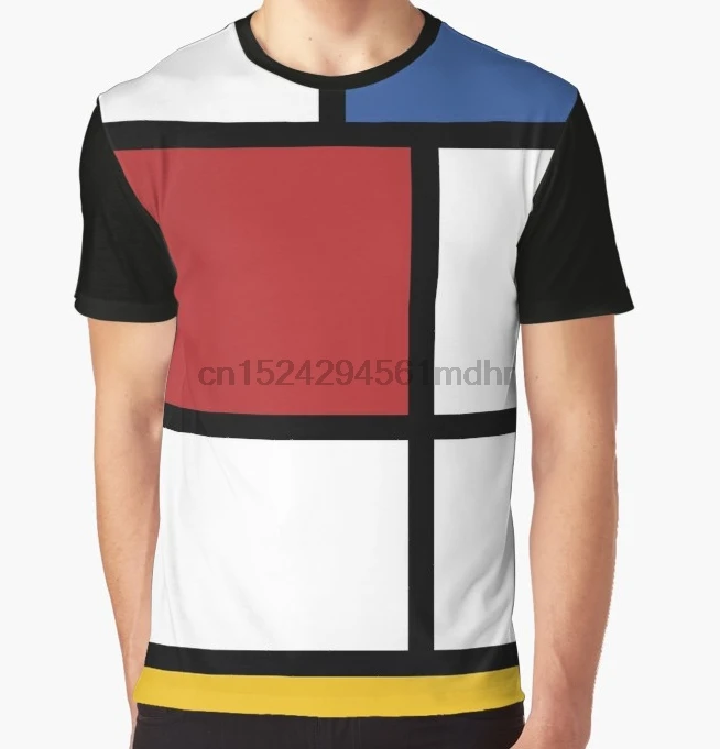 

All Over Print T-Shirt Men Funy tshirt Mondrian #3 Short Sleeve O-Neck Graphic Tops Tee women t shirt