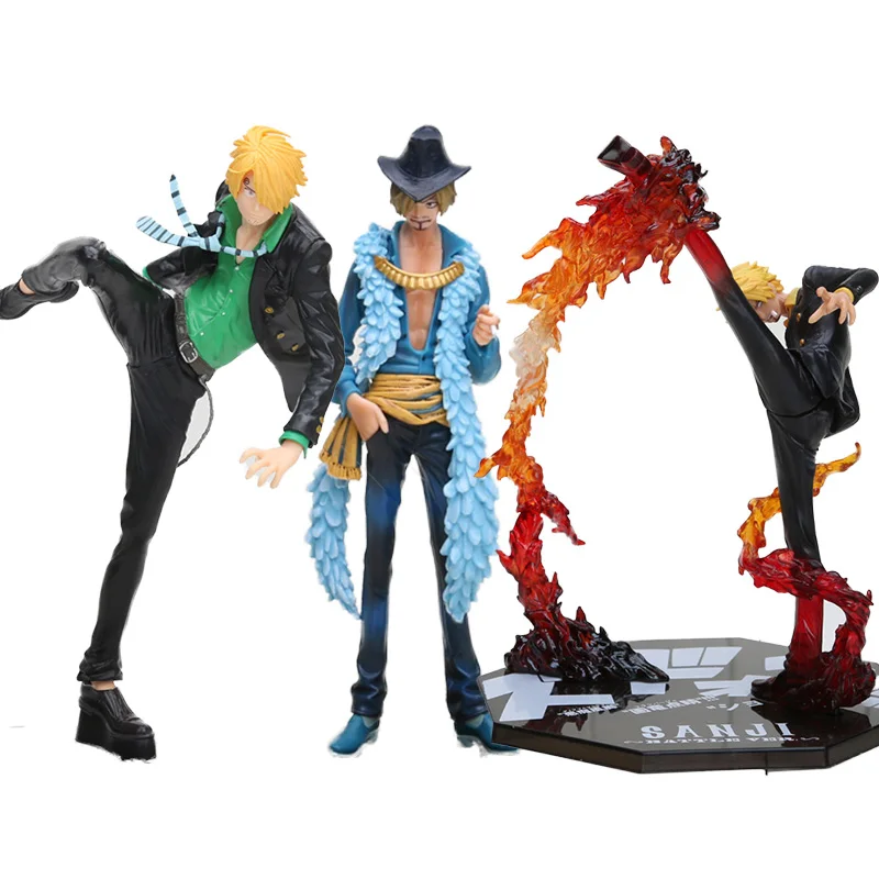 

23cm One Piece Sanji Battle Fire PVC Action Figure Collectible Model Toy opp bag