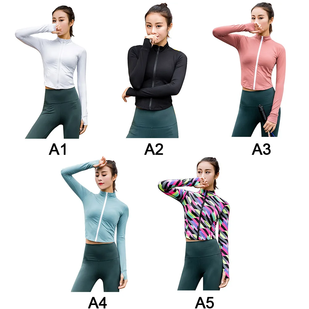 

Gym Sport Shirt Compression Fitness Quick Dry Running Tops Long Sleeve Sport Shirts Yoga Jacket with Zipper