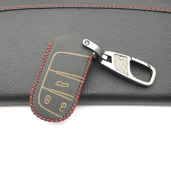 

For Jeep Grand Cherokee Compass Patriot Dodge Journey Chrysler 300C Hot Sale 100% Leather Key Case Cover Car Key Chain Fob Cover