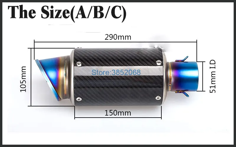 Универсальный входе 51 мм Мотоцикл выхлопная труба глушителя Нержавеющая сталь углеродного волокна AR глушитель Escape для Z900 CBR1000RR MT09