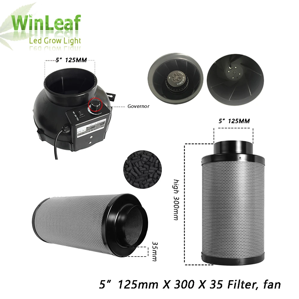 

5 Inch Centrifugal Fans&Activated Carbon Air Filter for GreenHouse Grow Tent Hydroponic LED HPS/MH Grow Light