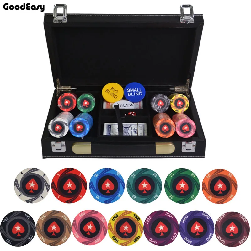 

200-500PCS/LOT Round Peach Heart Coins Texas Hold'em Ceramic Poker Chip Entertainment/Party/Club Chips Leather Suitcase Set