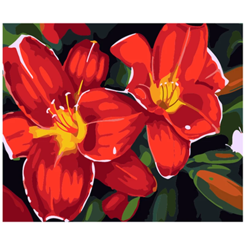 YIKEE decorative canvas oil painting by numbers,by numbers paint Red