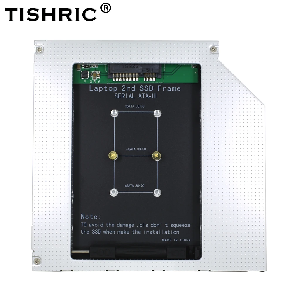 TISHRIC Универсальный алюминиевый 2-ой HDD Caddy 9,5 мм SATA 3,0 Optibay корпус для жесткого диска корпус DVD адаптер 2 ТБ MSATA SSD