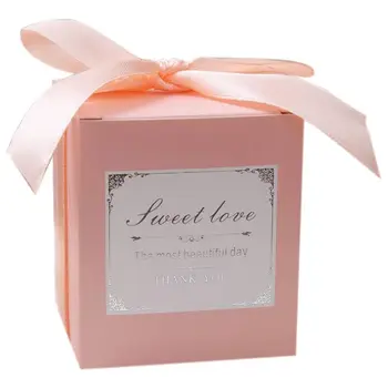 

50 pcs Pink Birthday Wedding Favor Candy Boxes Bridal Shower Party Paper Gift Box