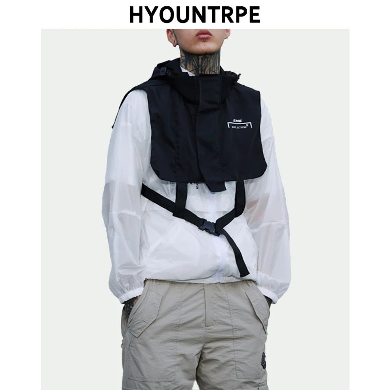 

Fashion Hip Hop Sleeveless Vests Mens Cargo Hooded Waistcoat Military Jacket 2019 New Streetwear Tactical Vest Sweatshirts