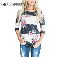 

EMIR ROFFER Fashion Print Floral T Shirt Half Sleeve Harajuku Shirt Flower Top Summer Spring 2018 Women's T-shirts Large Size