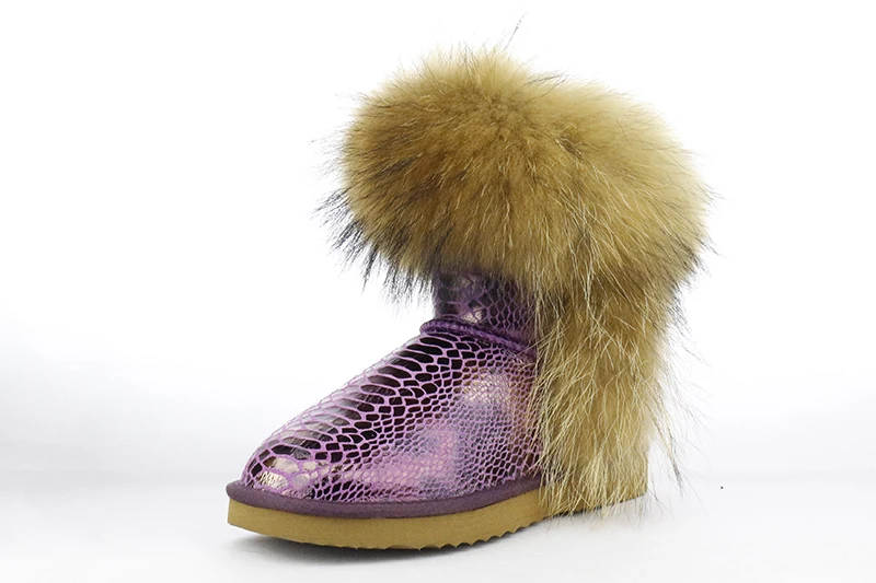 UVWP; высококачественные женские зимние ботинки с натуральным лисьим мехом; модные женские ботинки из натуральной кожи; теплая женская зимняя обувь;