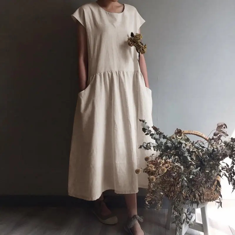 Бежевый VONDA, S-5XL Одежда для беременных, летнее пляжное длинное платье-рубашка, женское платье макси, повседневное свободное платье для беременных размера плюс - Цвет: Бежевый