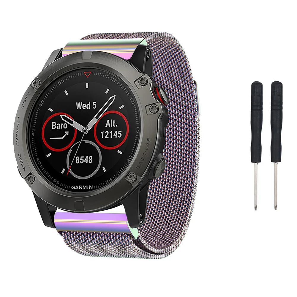Ремешок для Garmin Fenix 5x GPS часы группа новых Миланезе магнитные Петля Нержавеющая сталь futural цифровой Прямая